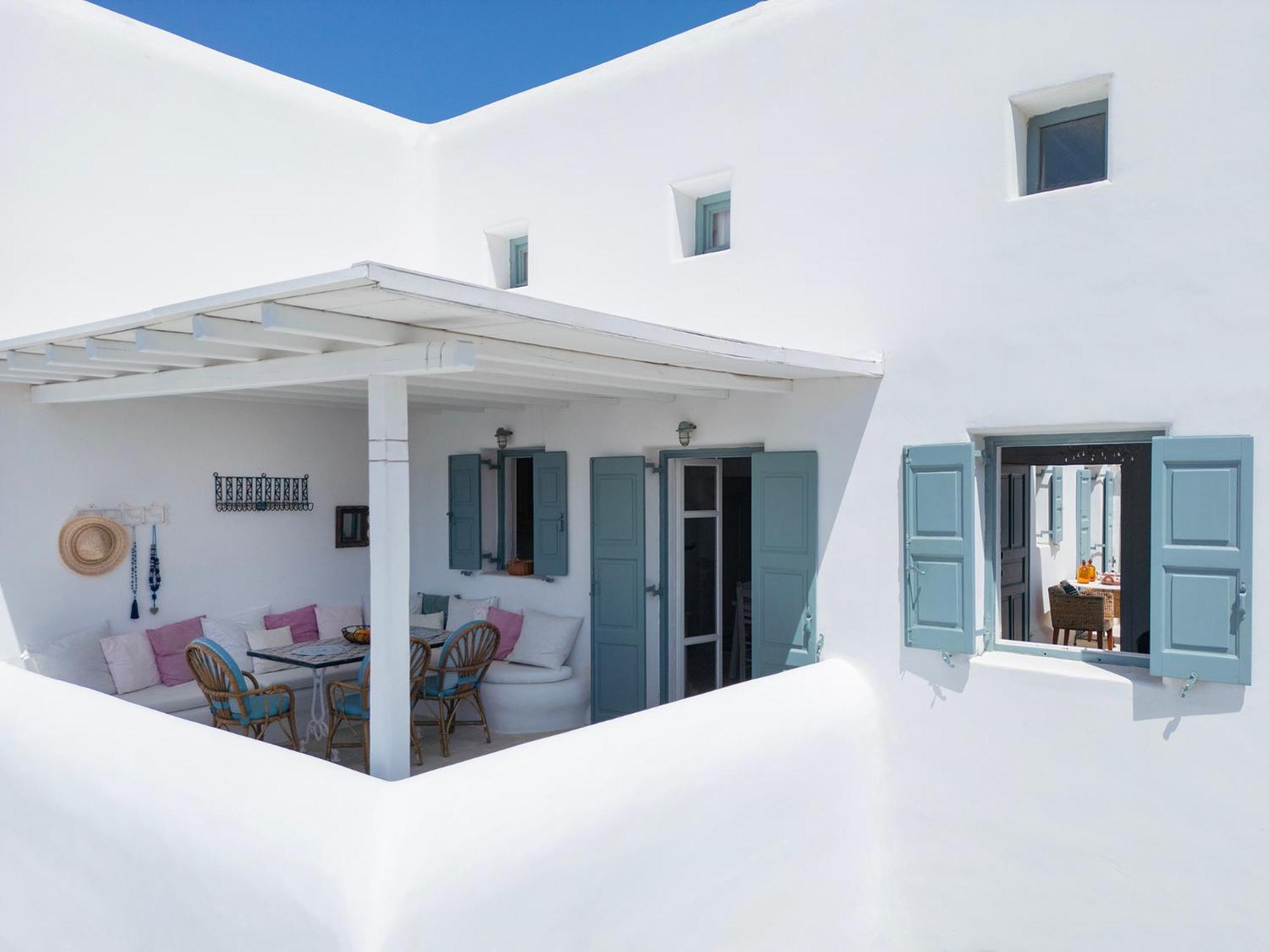 Mykonian Style W Shared Pool Houses & Nighttime Security Guard Орнос Экстерьер фото